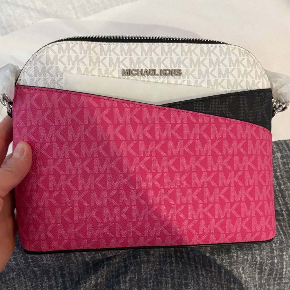 Michael Kors Pink, White & Black Signature Crossbody NWT